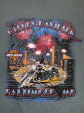 Load image into Gallery viewer, 1999 harley baltimore fireworks tee slate blue
