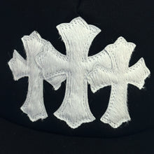 Load image into Gallery viewer, chrome hearts pony hair triple cross trucker hat black
