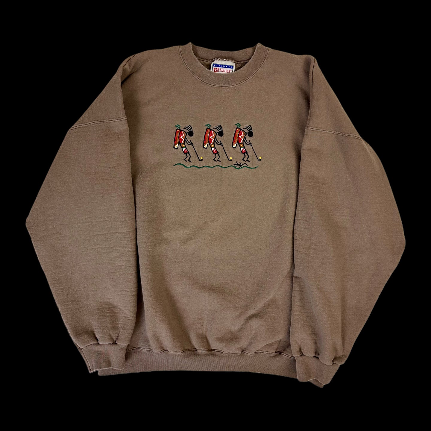 90s kokopelli golfers sweatshirt light brown