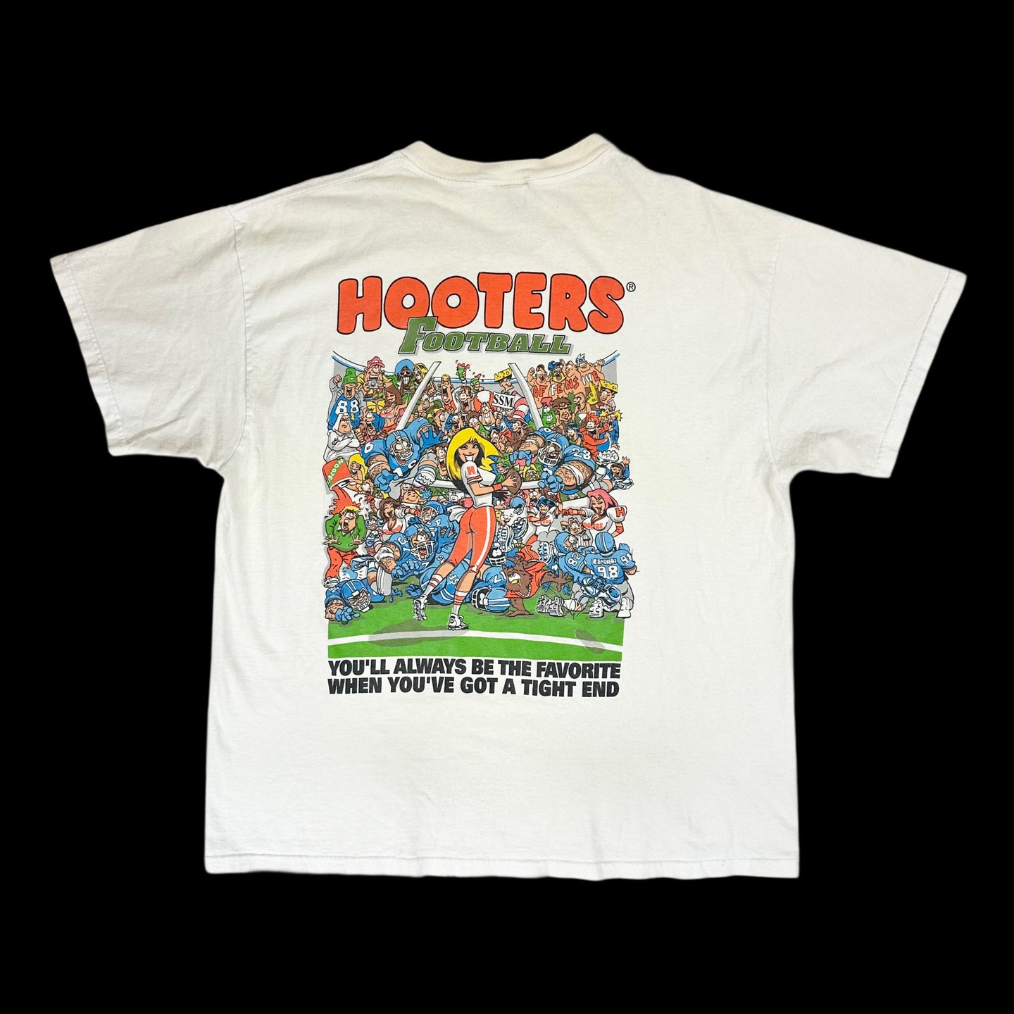 late 90s hooters football tight end tee