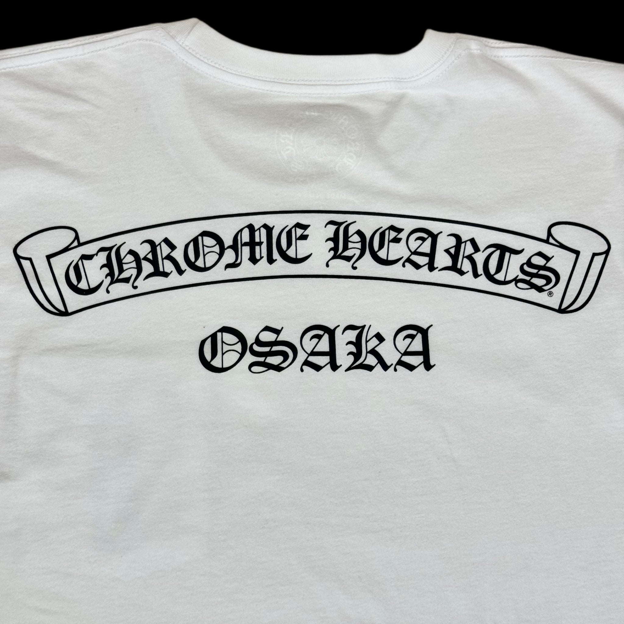 chrome hearts osaka exclusive scroll logo tee white – change clothes