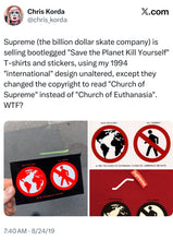 Load image into Gallery viewer, 2019 supreme save the planet tee slate blue
