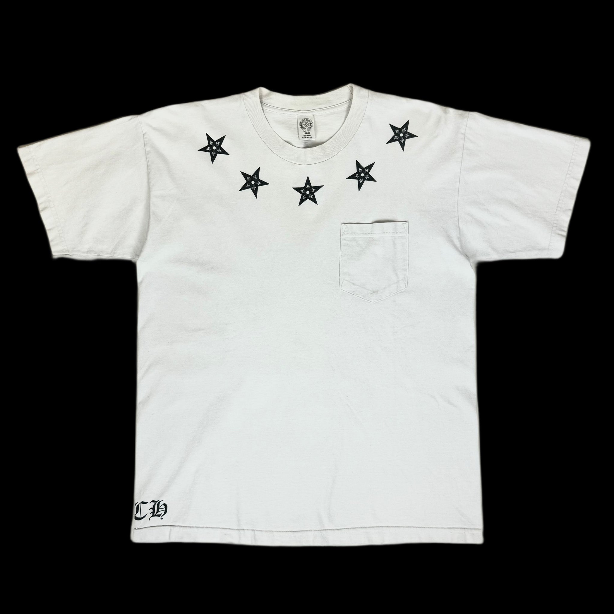 2000s chrome hearts stars neck tee white – change clothes