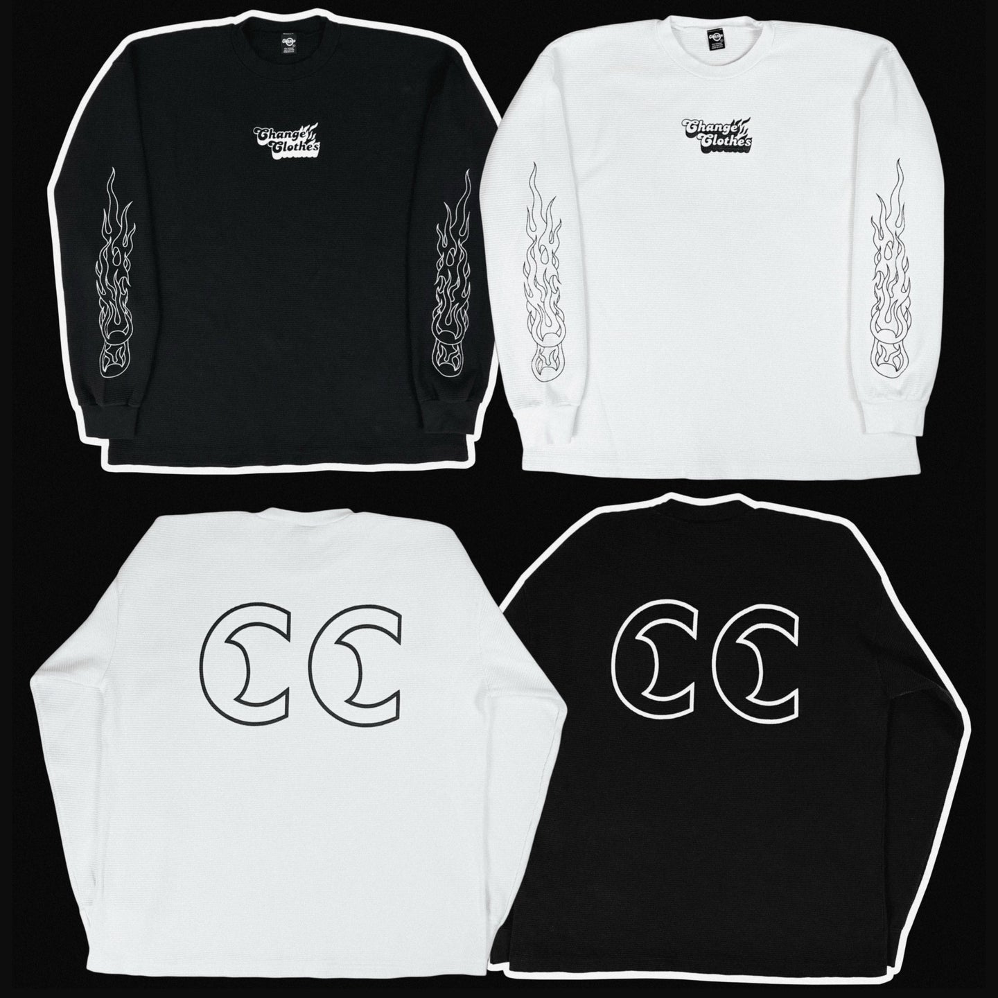 cc flames heavyweight waffle knit thermal