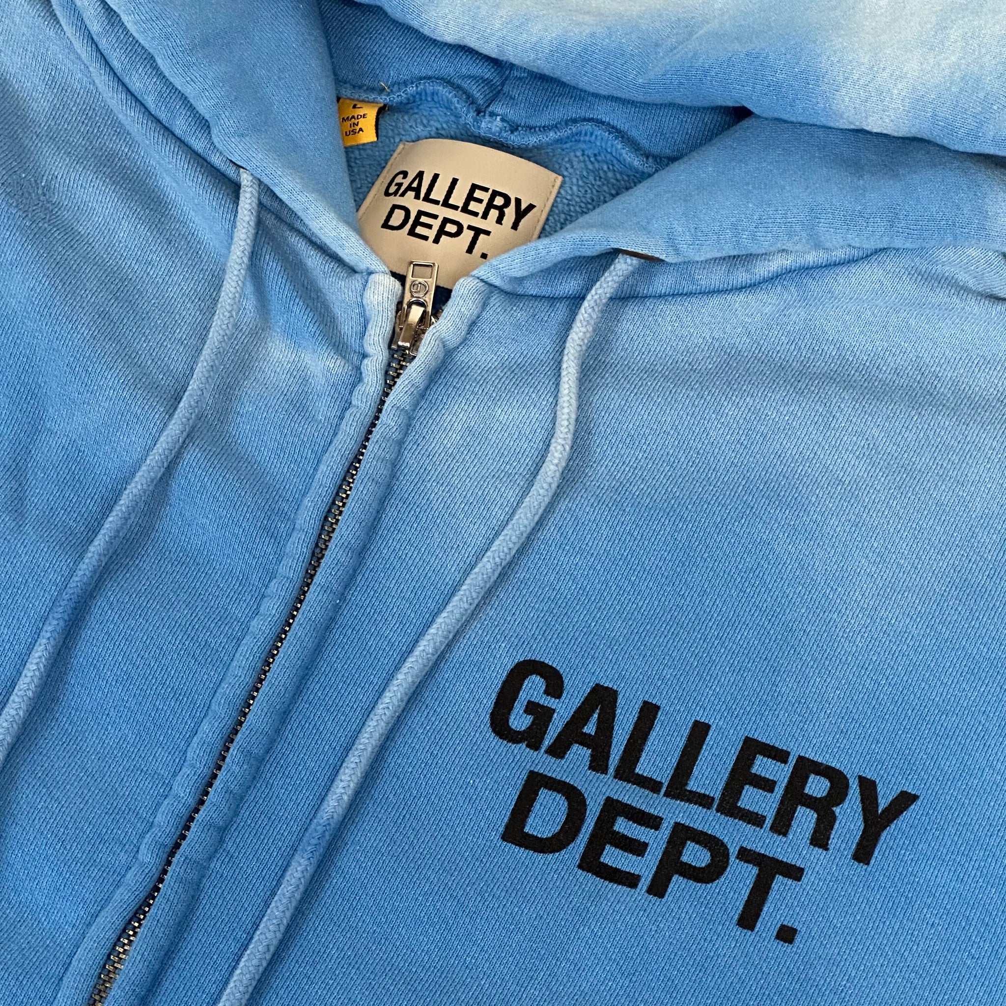 2023 gallery dept logo zip up hoodie blue sun dye – change clothes