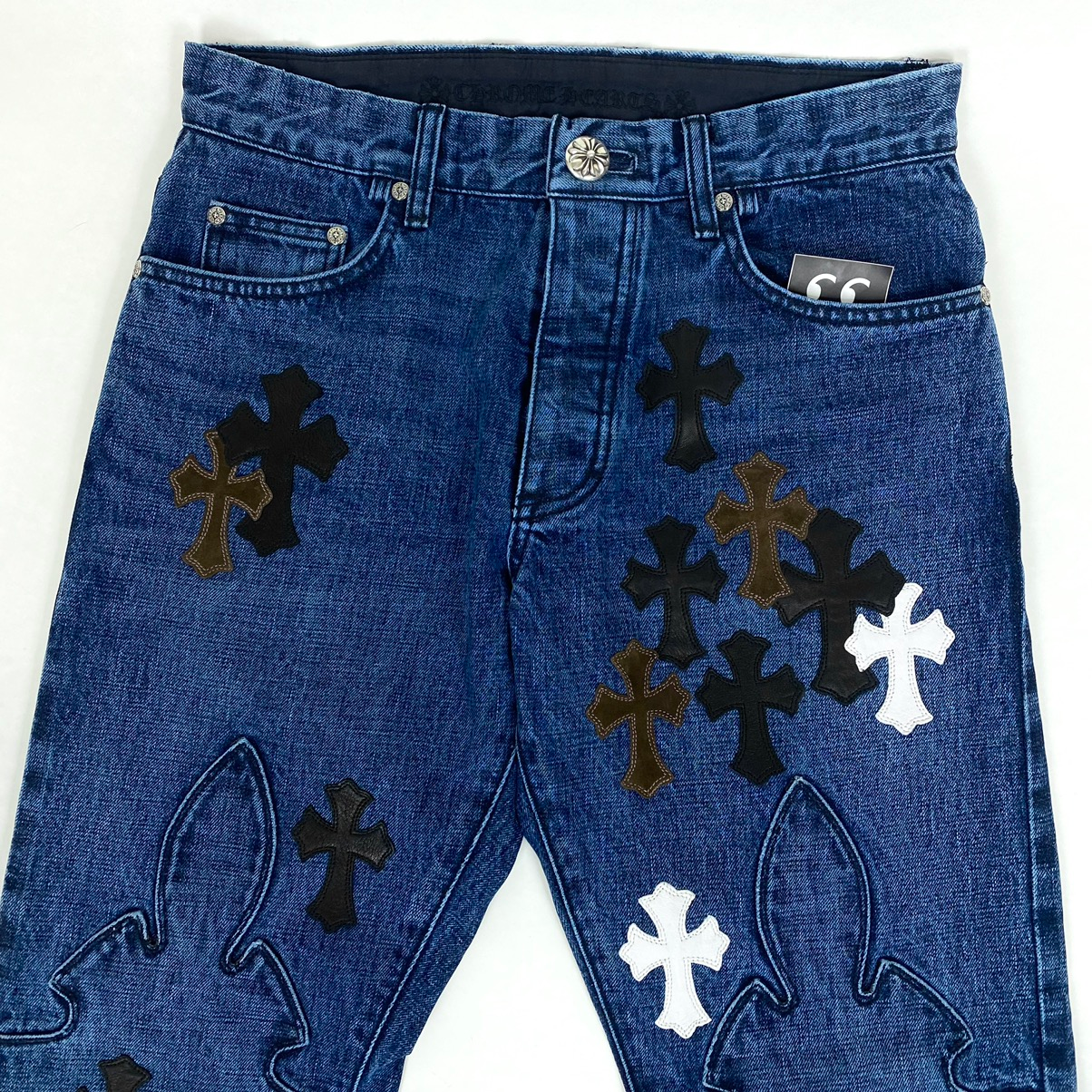 Chrome Hearts Cross Patch Cut-Off Denim Shorts