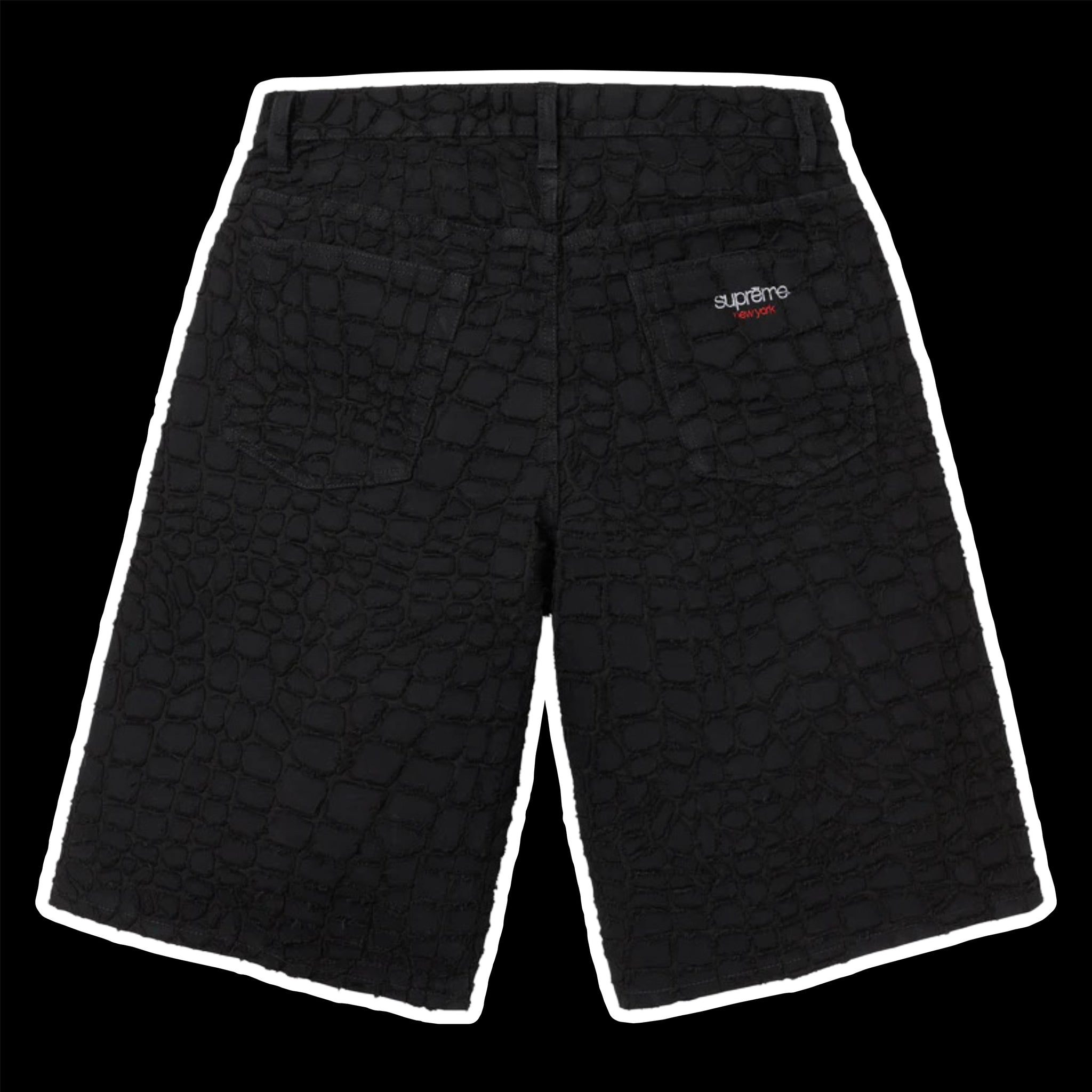 2025 supreme frayed croc baggy denim shorts – change clothes