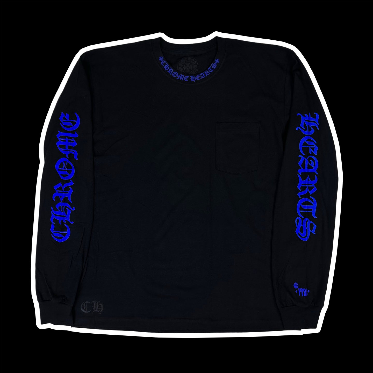 chrome hearts 1988 long sleeve tee black blue logos