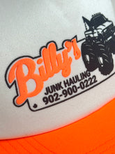 Load image into Gallery viewer, billy hill junk hauling trucker hat orange
