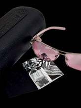 Load image into Gallery viewer, vintage chrome hearts chute sunglasses pink lenses leather silver frame
