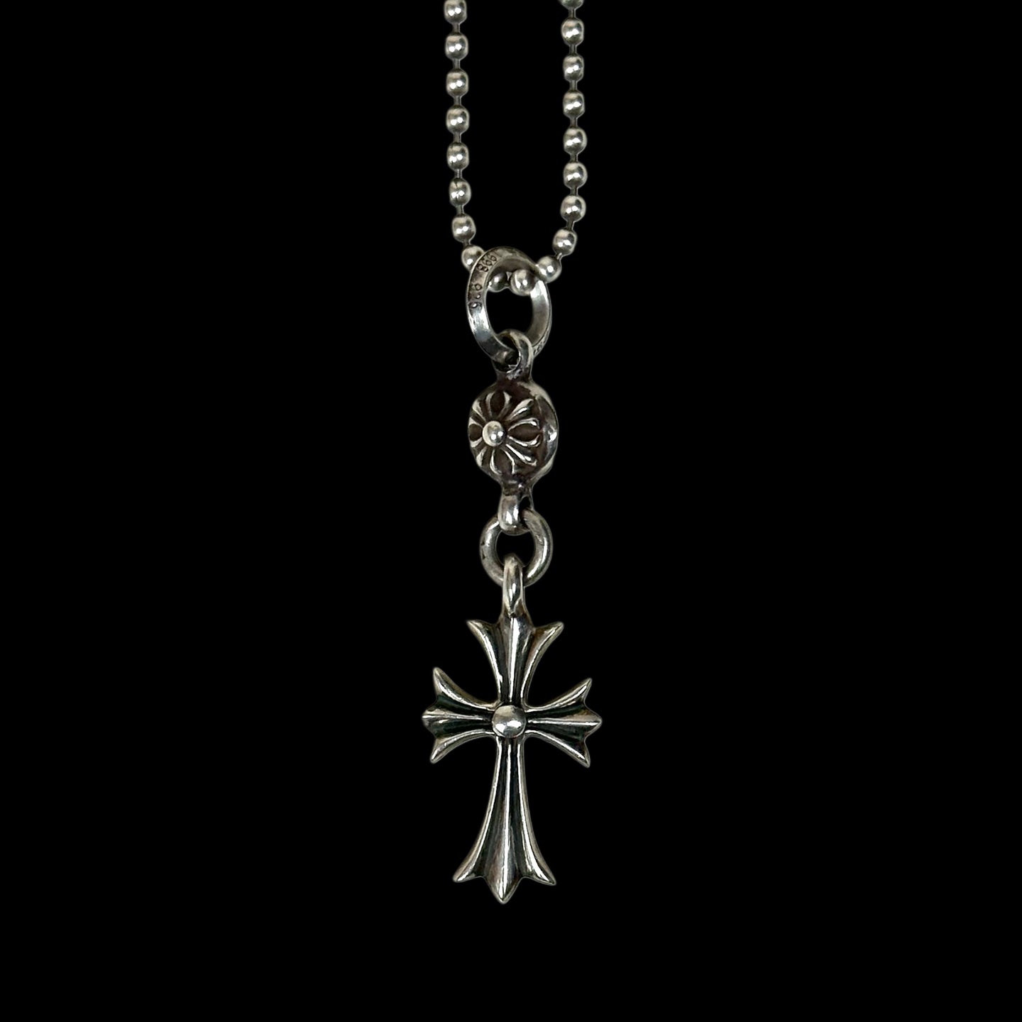 chrome hearts tiny cross + ball pendant