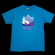 Load image into Gallery viewer, early 90s mountain travel graphic tee blue

