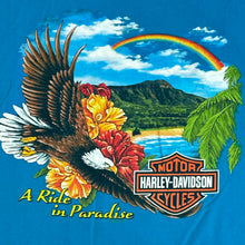 Load image into Gallery viewer, 2005 harley a ride in paradise hawaii tee blue
