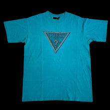 Load image into Gallery viewer, 90s guess triangle logo tee cyan
