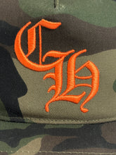 Load image into Gallery viewer, 2022 chrome hearts woodland camo hunter orange CH baseball cap
