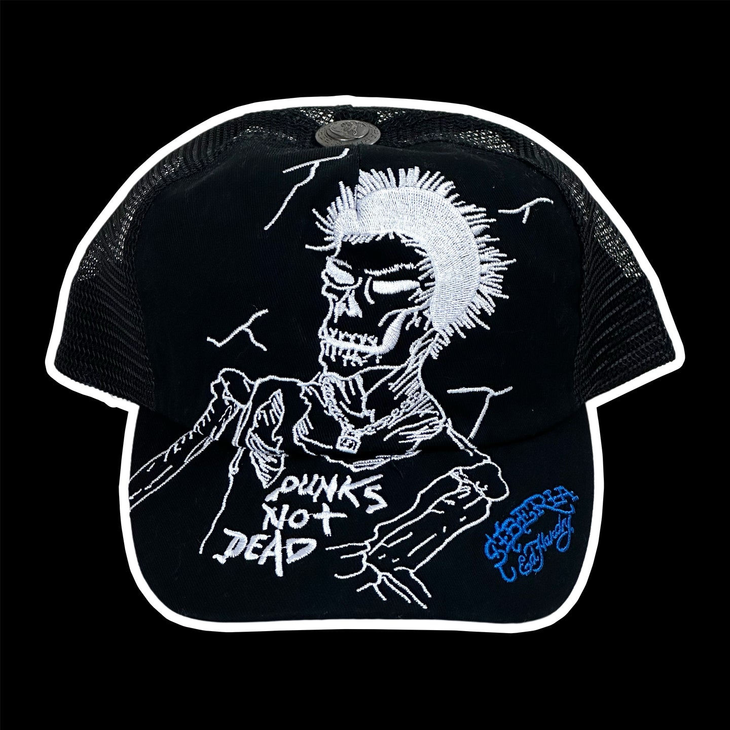 ed hardy // siberia hills punks not dead trucker hat