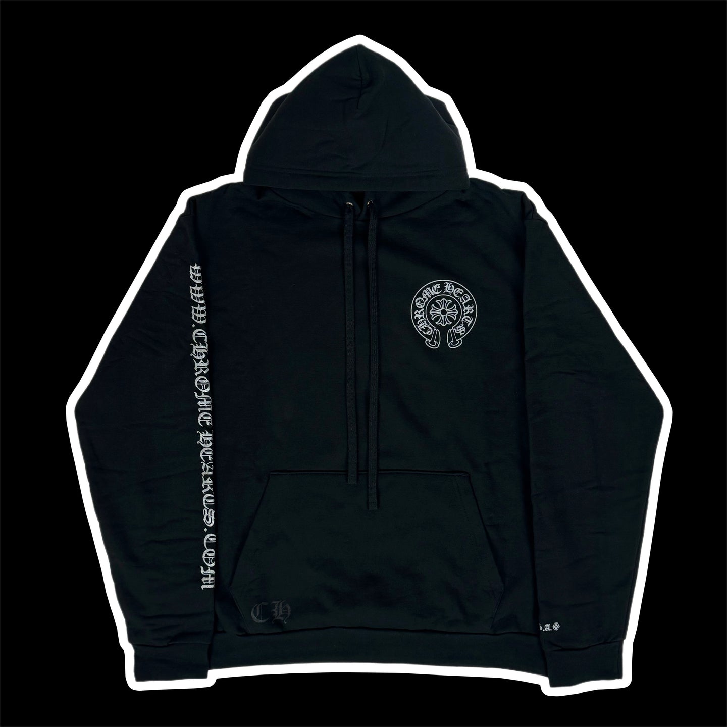 2024 chrome hearts silver glitter horseshoe hoodie