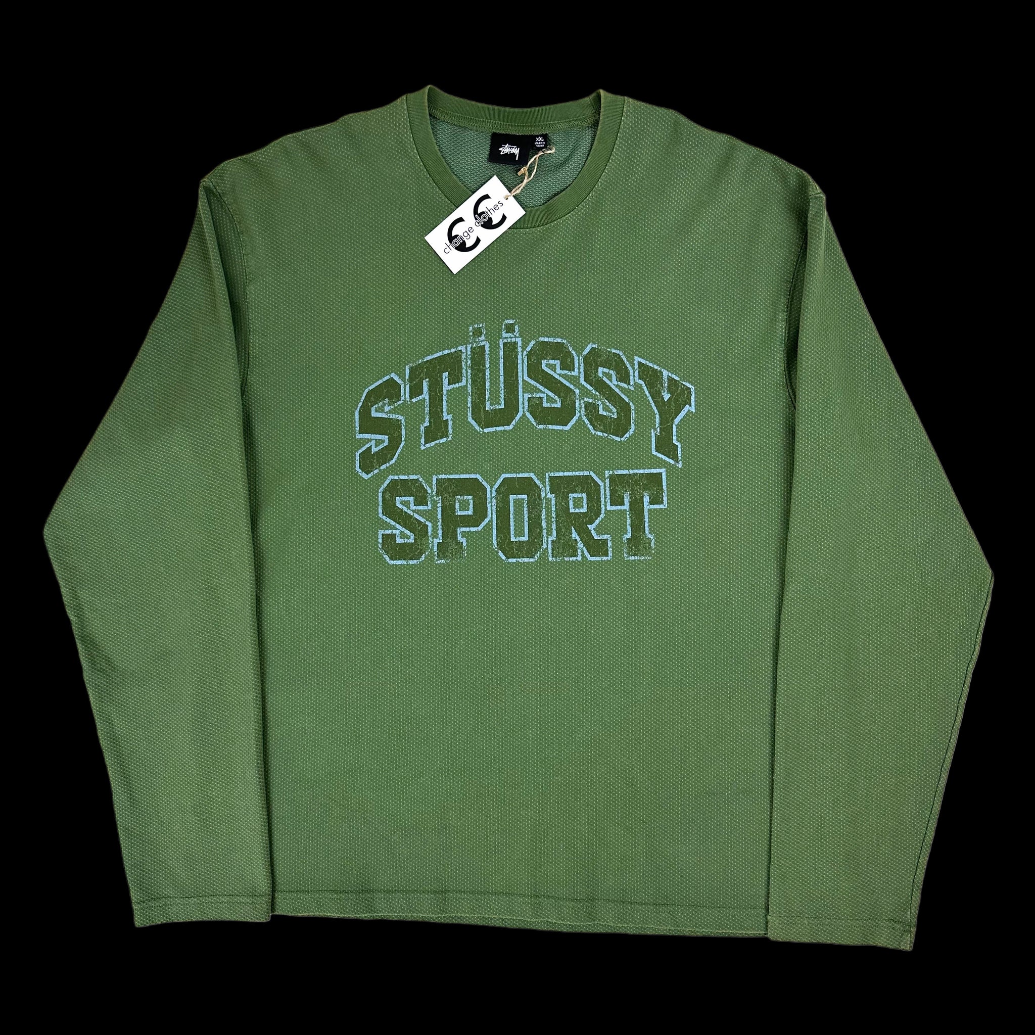 トップス STUSSY 2 TONE COTTON MESH CREW Stussy 2Tone Cotton Mesh LS Crew | Garmentory