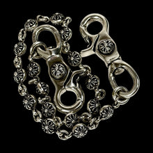 Load image into Gallery viewer, chrome hearts cross ball wallet chain .925 sterling silver double lobster clip
