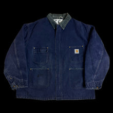 Load image into Gallery viewer, vintage carhartt blanket lined chore coat navy
