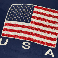 Load image into Gallery viewer, 90s american flag usa sequin + rhinestone tee
