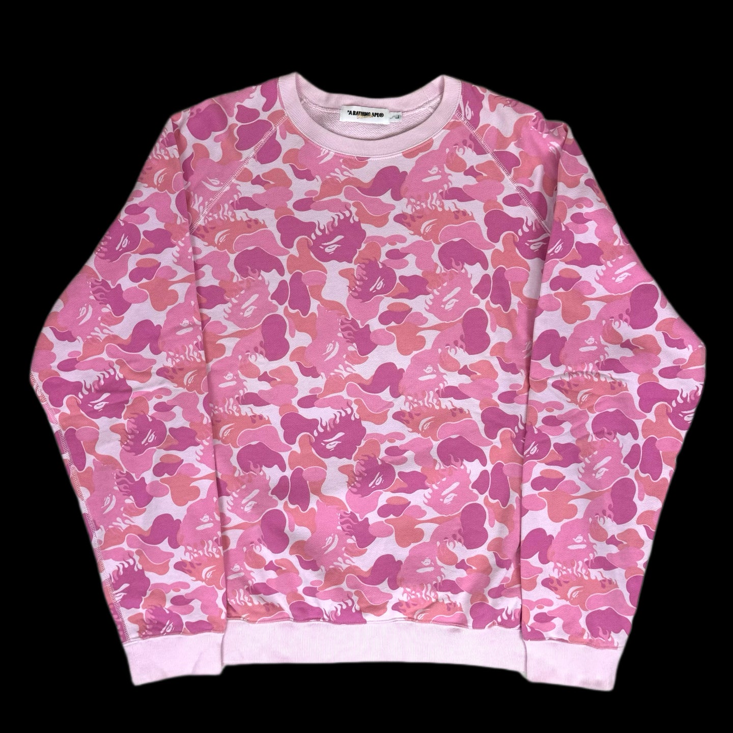 2009 bape pink fire camo crewneck