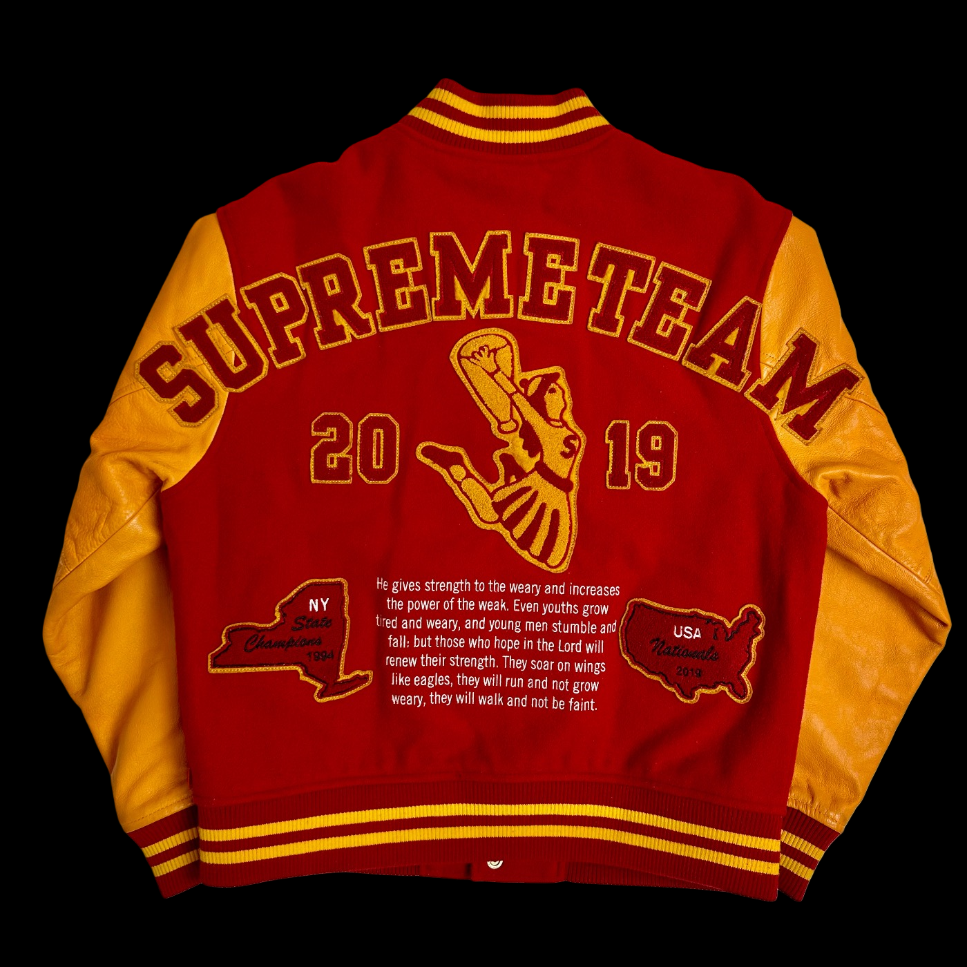 2019 supreme team honors varsity jacket red