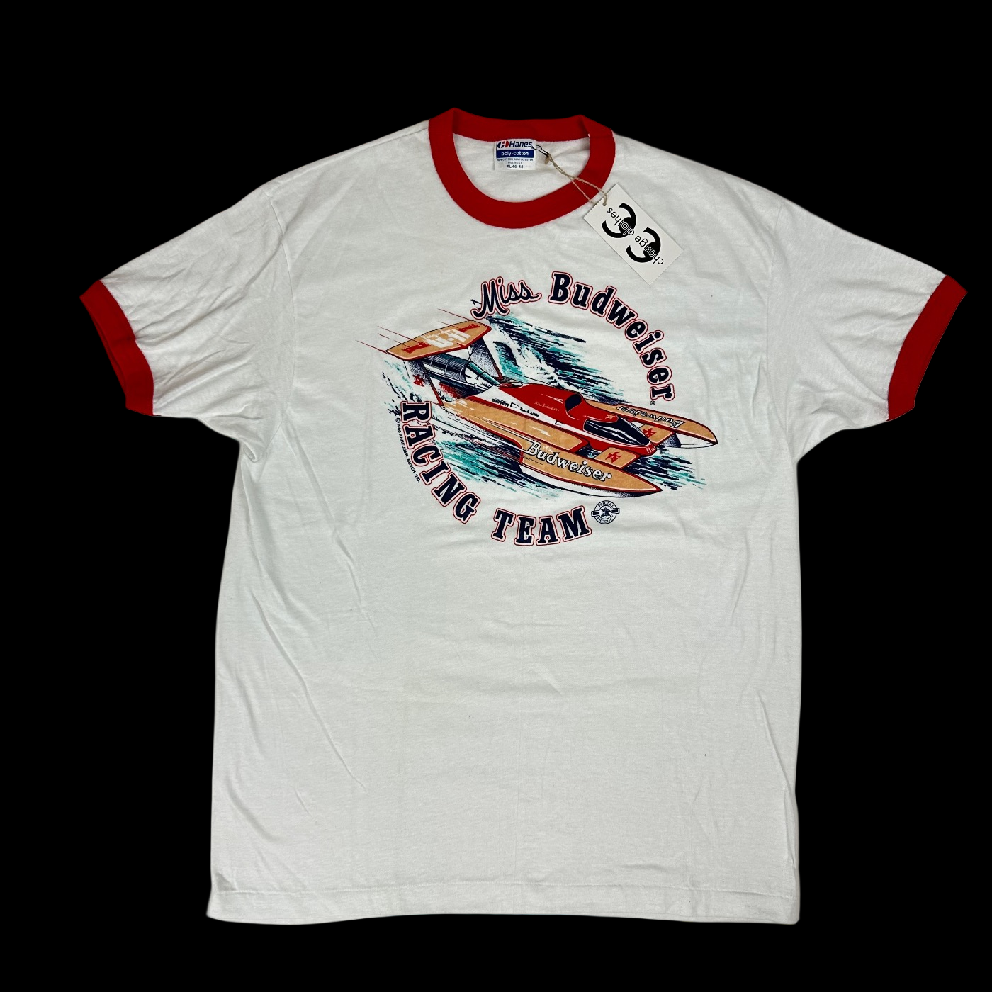 1986 miss budweiser boat racing ringer tee