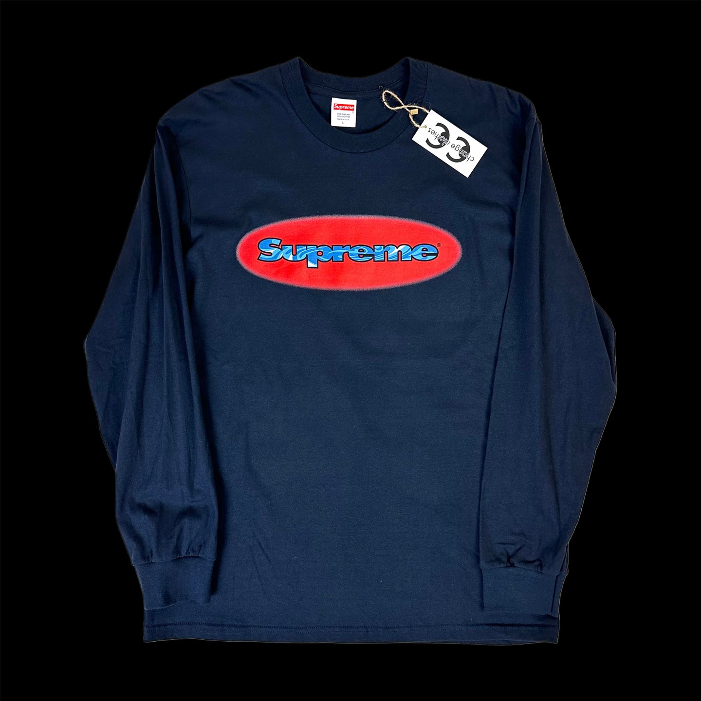 2018 supreme ripple l/s tee navy