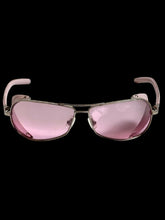 Load image into Gallery viewer, vintage chrome hearts chute sunglasses pink lenses leather silver frame
