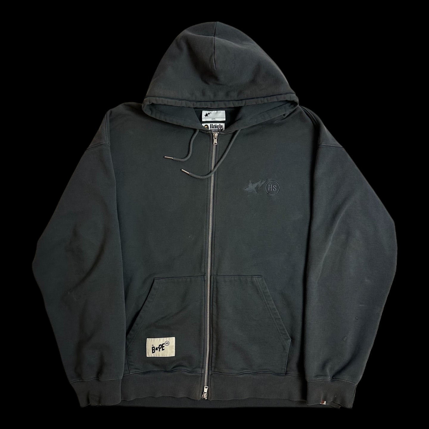 2023 bape // highsnobiety heavy washed zip hoodie