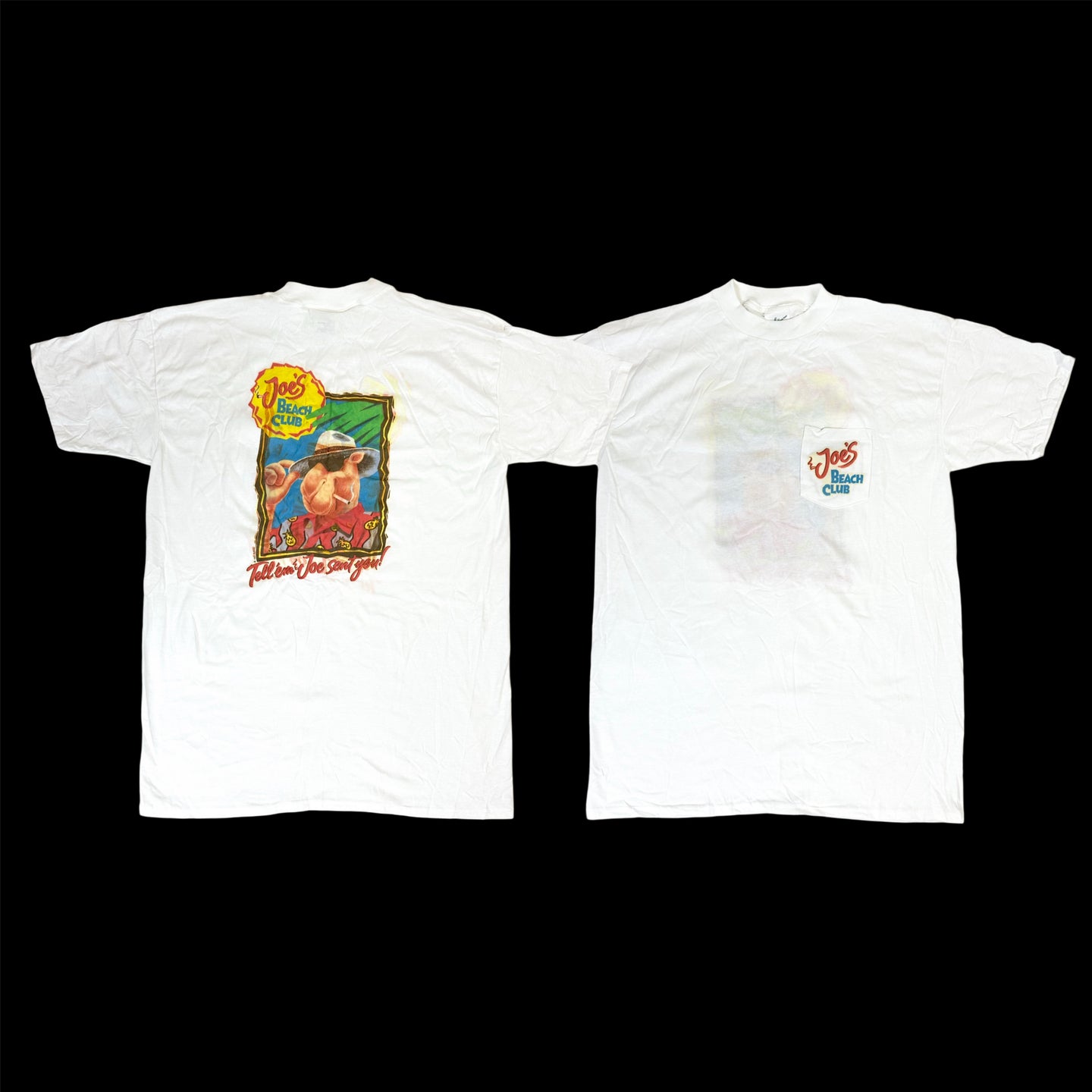 1993 camel joes beach club tee white