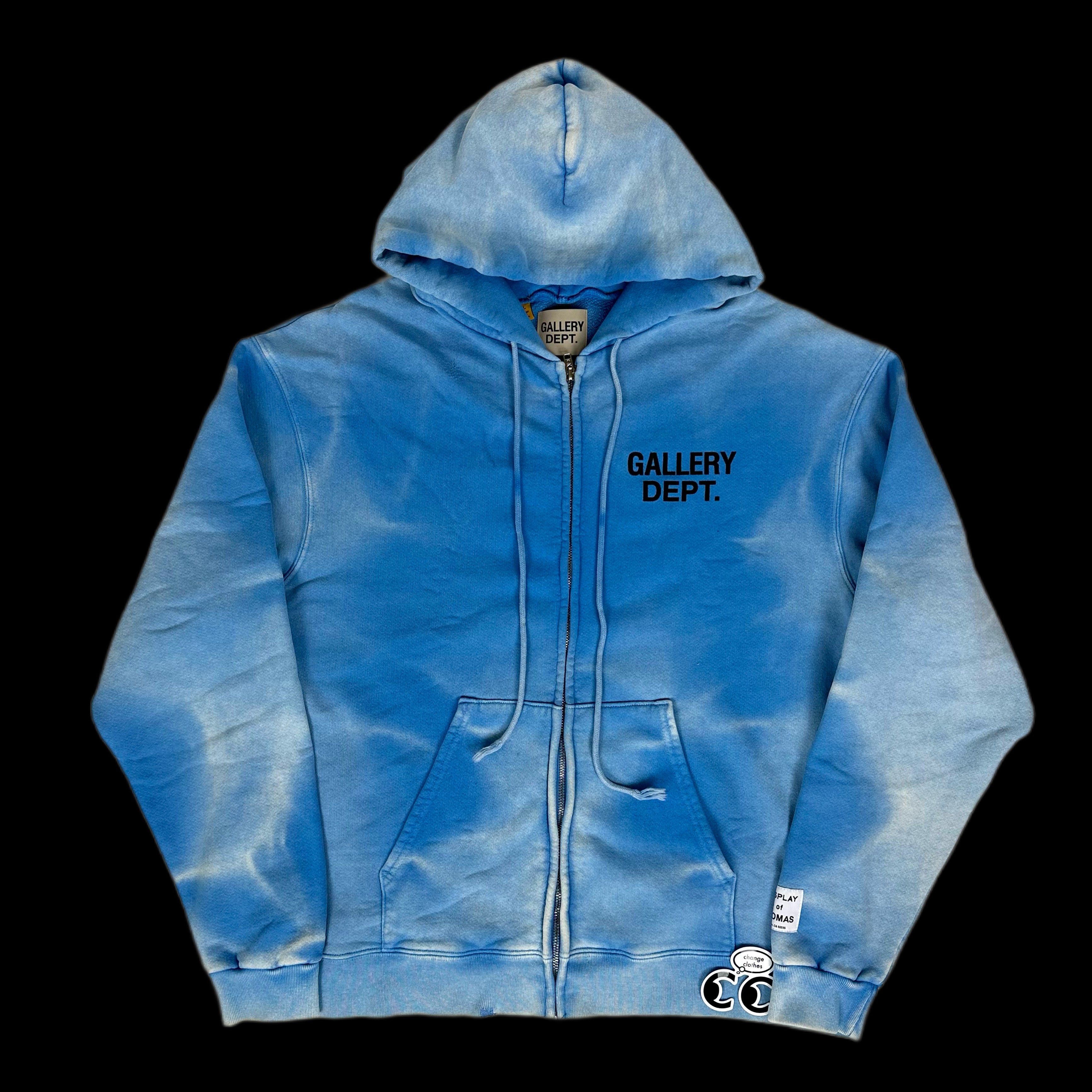 2023 gallery dept logo zip up hoodie blue sun dye – change clothes