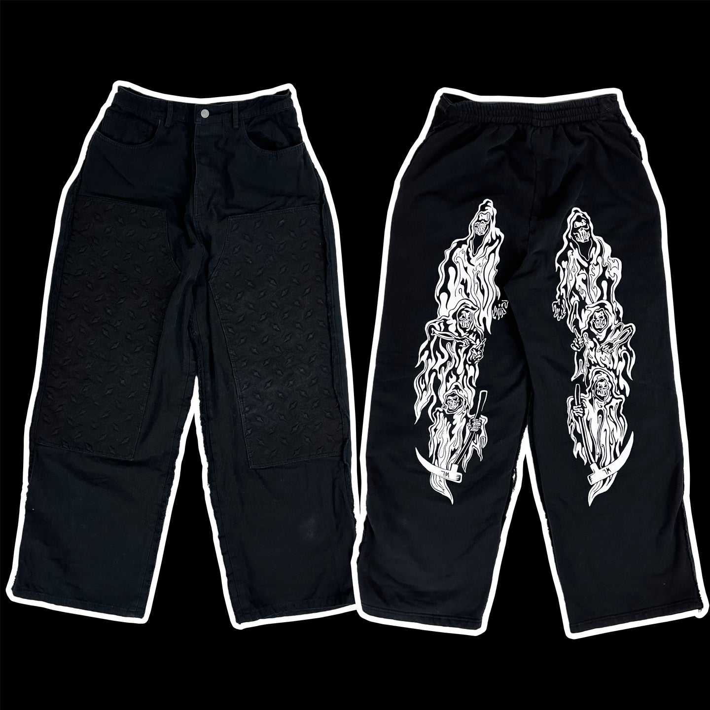 2023 warren lotas // billy hill diamond plate denim hybrid reaper sweatpants