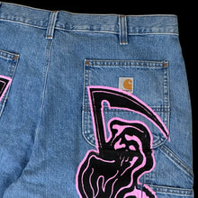 Load image into Gallery viewer, warren lotas reaper carhartt denim shorts long jorts
