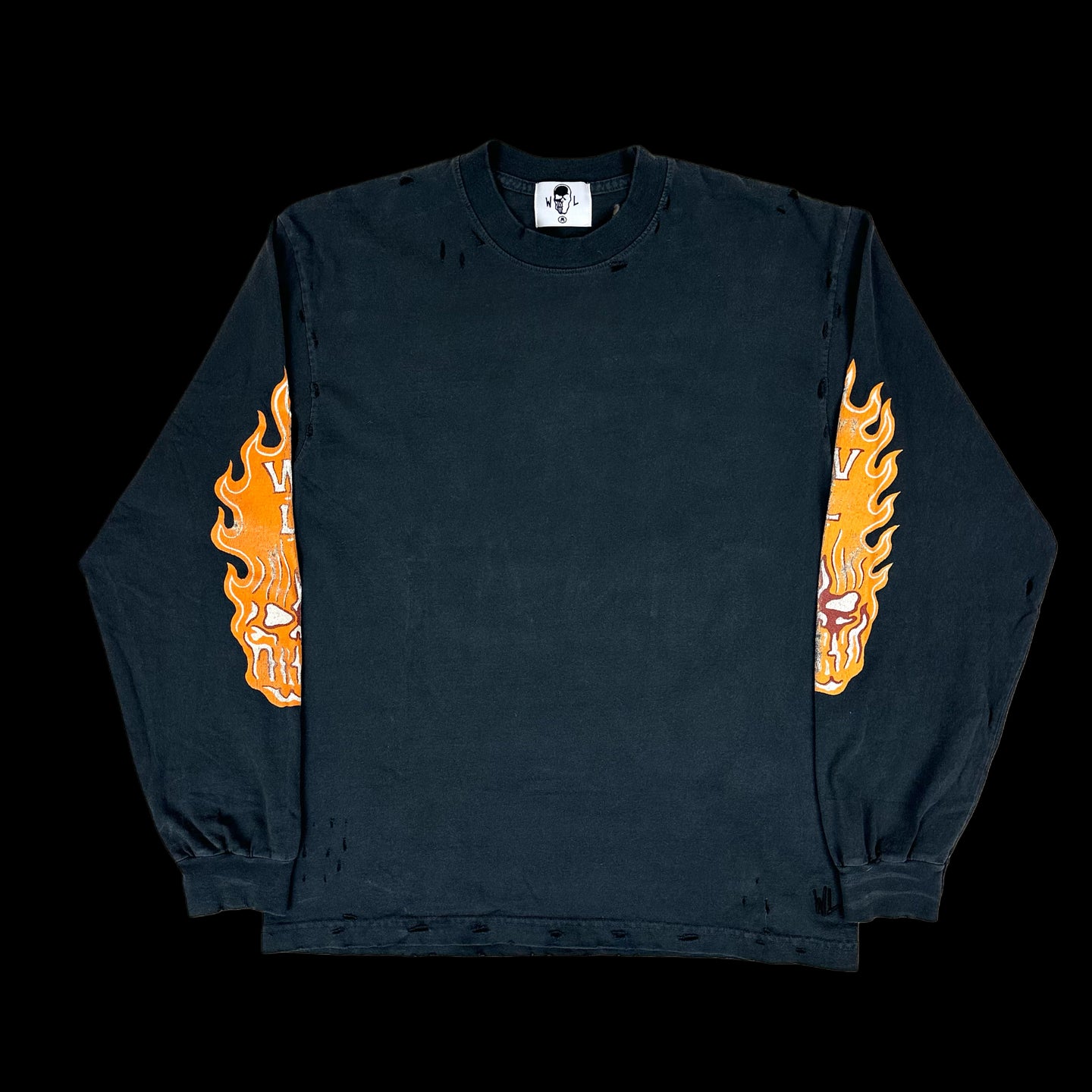 2023 warren lotas distressed flame sleeve l/s