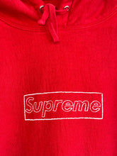 Load image into Gallery viewer, 2021 supreme kaws chalk box logo hoodie red
