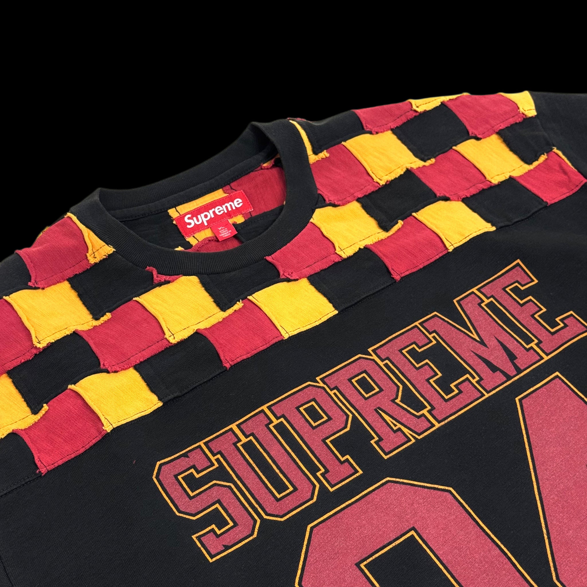 2024 supreme patchwork yoke football top black – change clothes