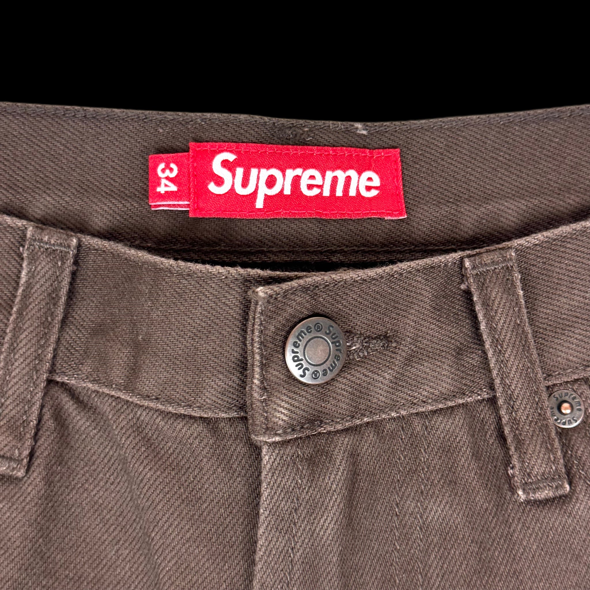 2024 supreme script baggy denim short brown – change clothes