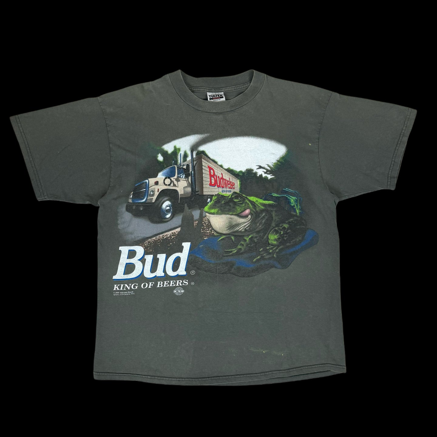 1995 budweiser this buds for you frog tee