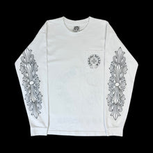 Load image into Gallery viewer, 2000s chrome hearts las vegas grey horseshoe floral l/s white
