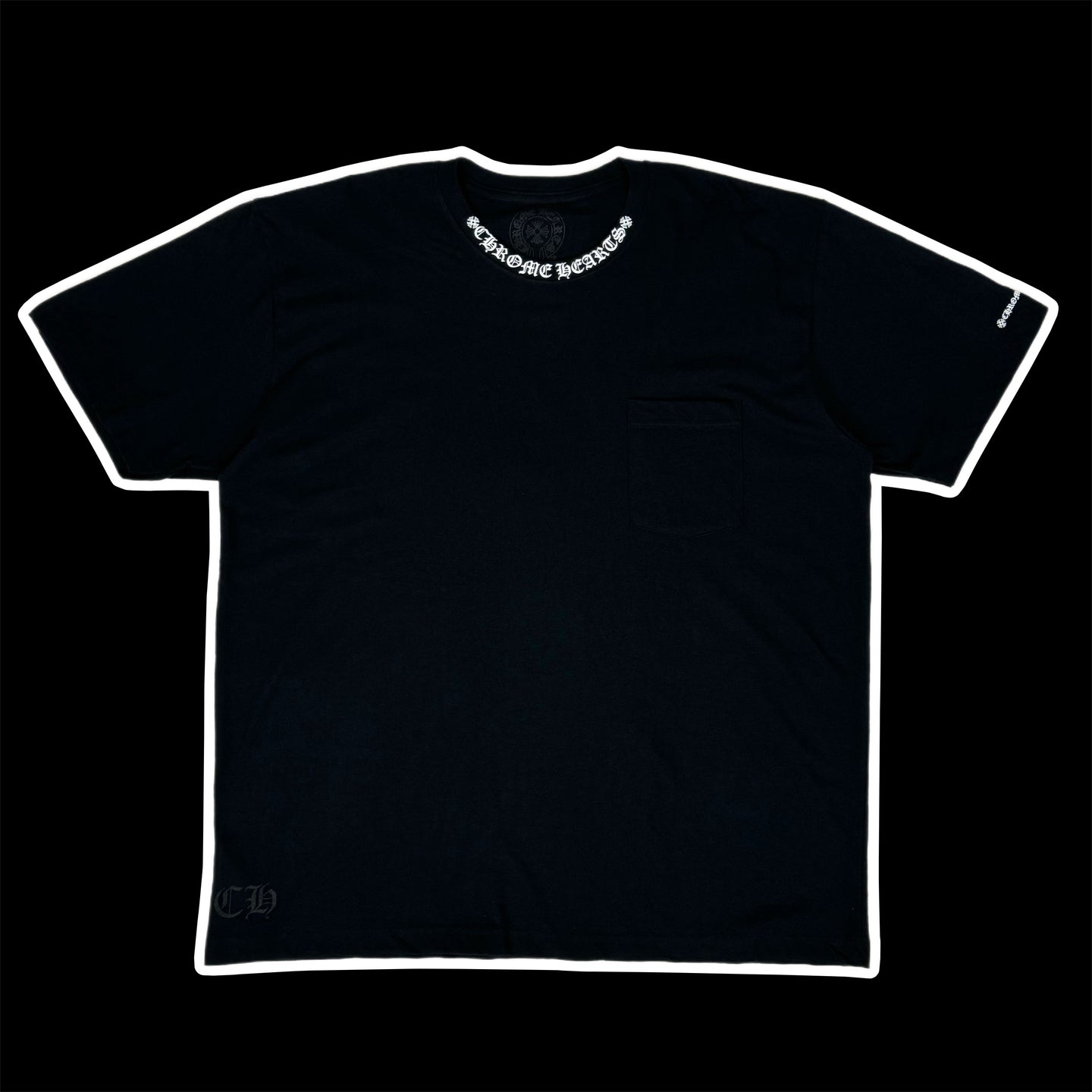 chrome hearts collar logo pocket tee black