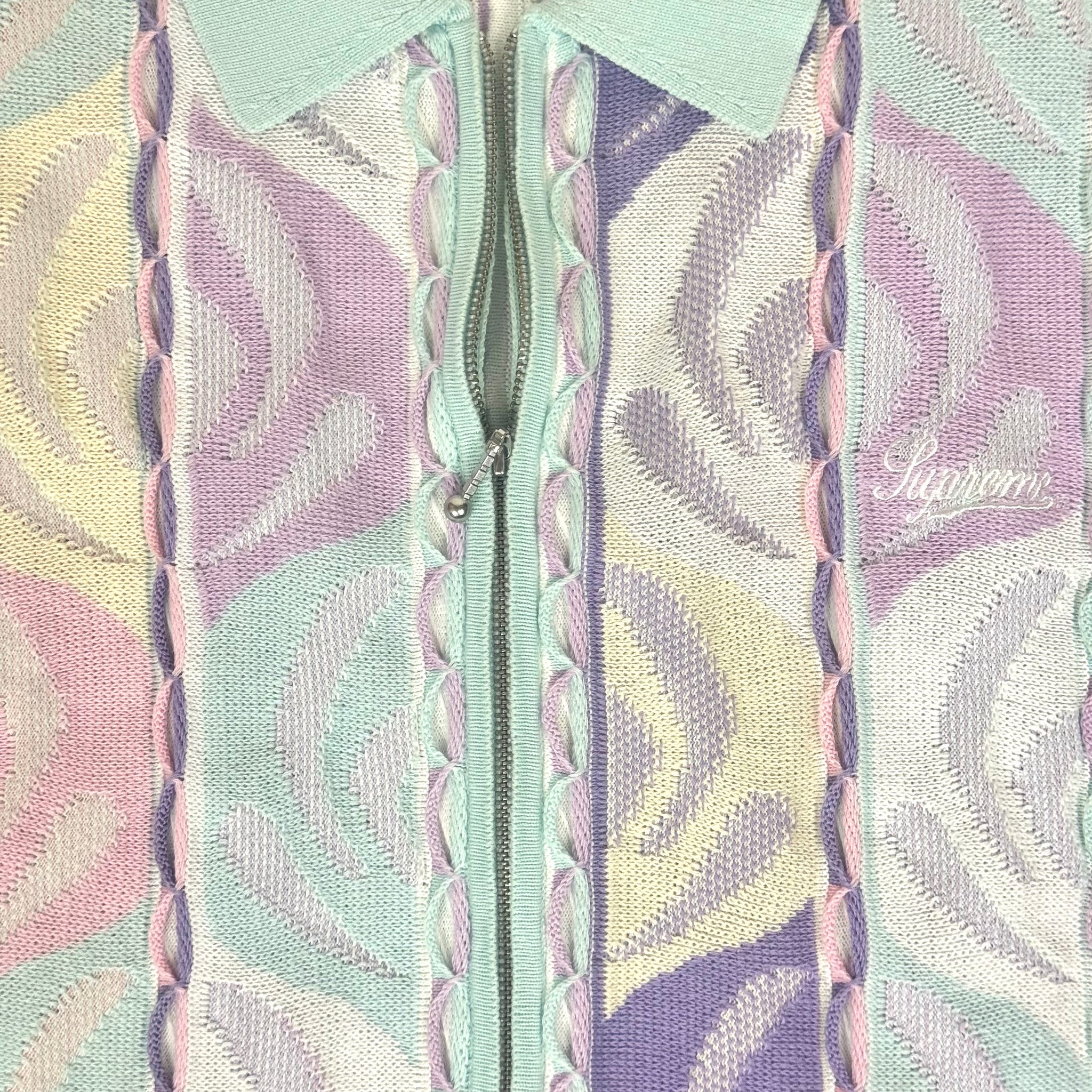 2022 supreme abstract textured zip polo mint – change clothes