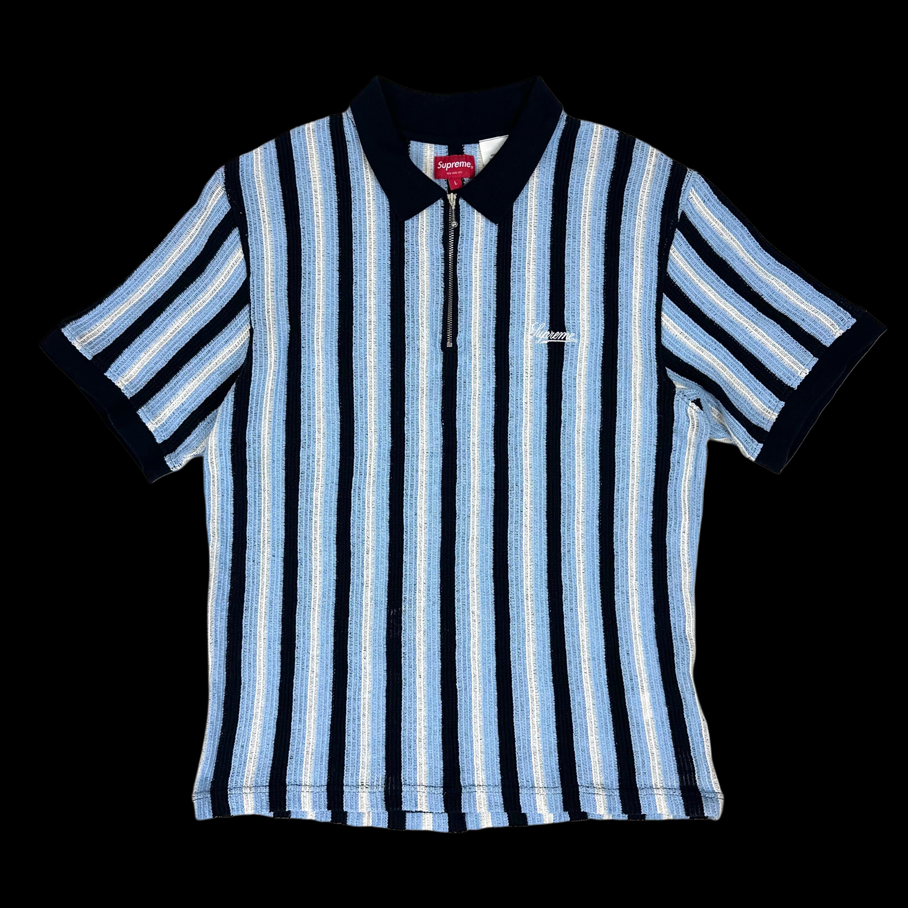 トップス Supreme Open Knit Stripe Zip Polo Supreme-Open-Knit-Stripe-Zip-