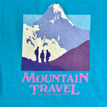 Load image into Gallery viewer, early 90s mountain travel graphic tee blue
