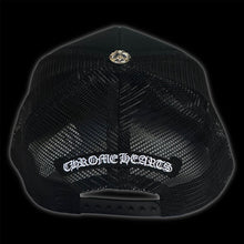 Load image into Gallery viewer, chrome hearts pony hair triple cross trucker hat black
