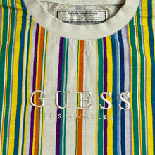 Load image into Gallery viewer, guess los angeles vert stripe embroidered tee off white
