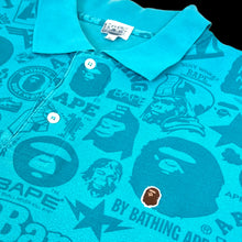 Load image into Gallery viewer, 2007 bape logo collage polo teal
