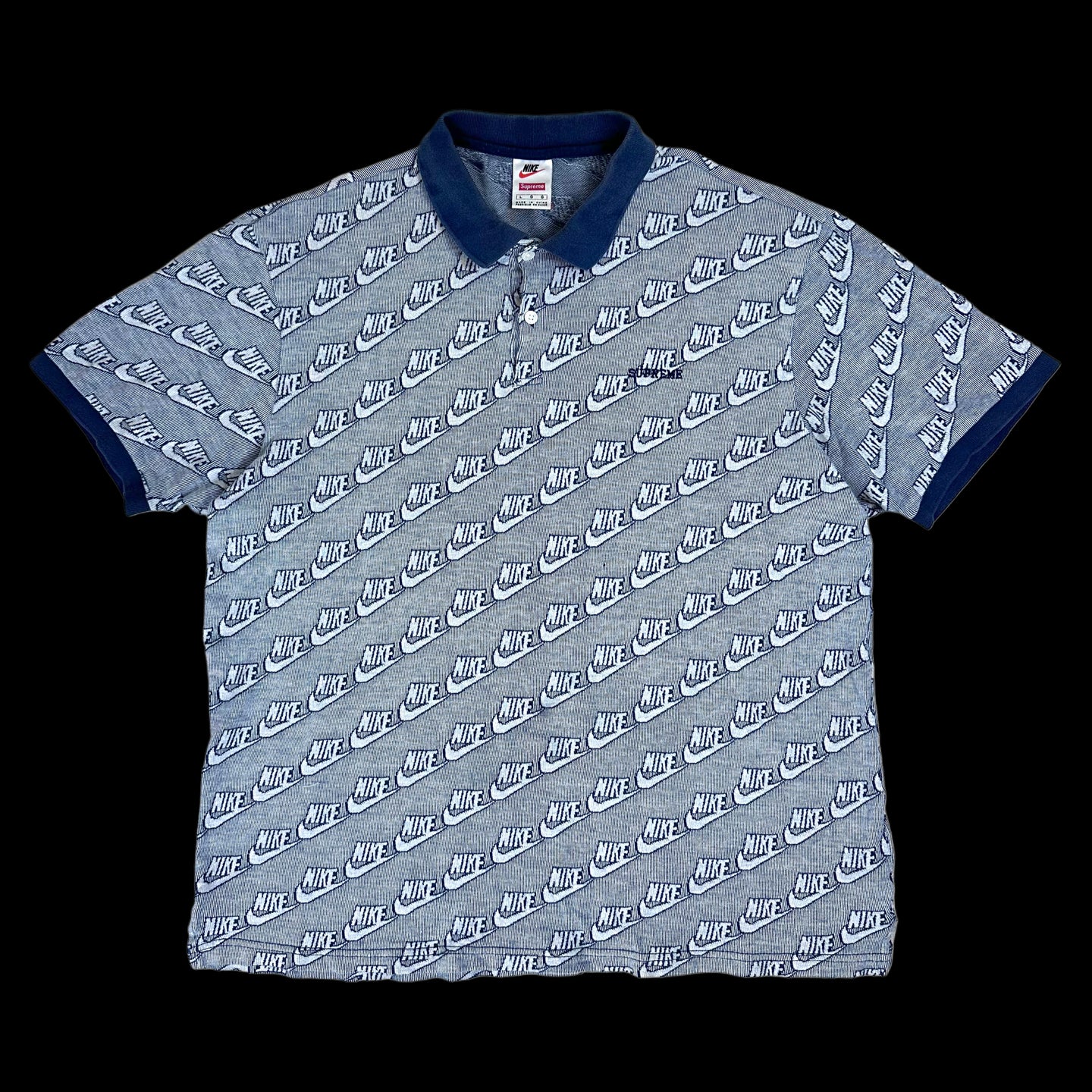 2018 supreme // nike jacquard swoosh polo navy