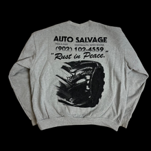 Load image into Gallery viewer, 2020 billy hill auto salvage rust in peace crewneck grey
